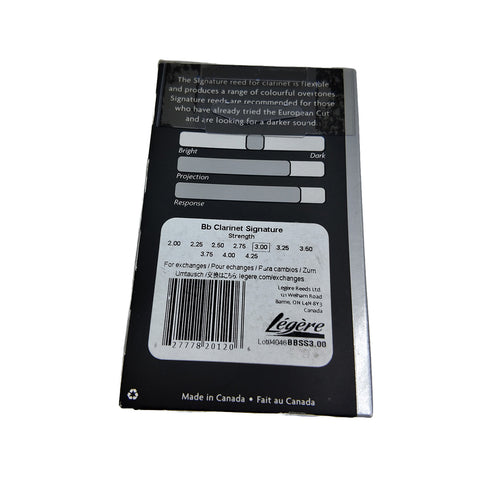 REED FOR SOPRANO CLARINET LEGERE SIGNATURE SIb #3 UND.