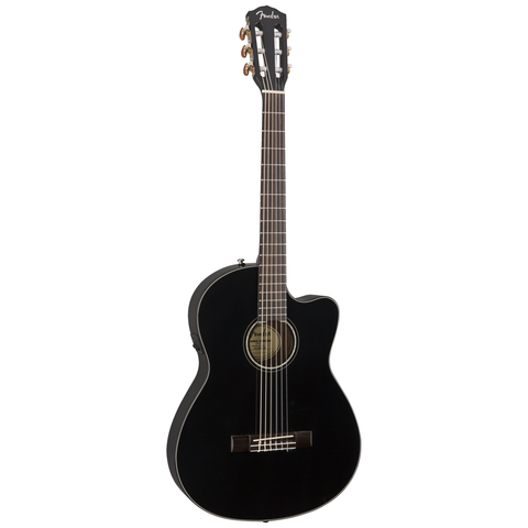 Guitarra Electroacústica Cn-140sce Nylon Fender Negro Con Estuche Rigido