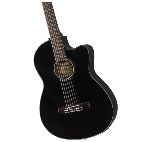 Guitarra Electroacústica Cn-140sce Nylon Fender Negro Con Estuche Rigido