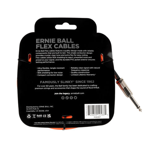 Cable Instrumento Flex Angulo Recto 6m Ernie Ball- Orange P06467
