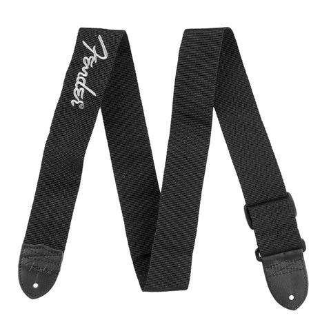 FENDER BLACK POLYESTER GUITAR STRAP GRAY LOGO