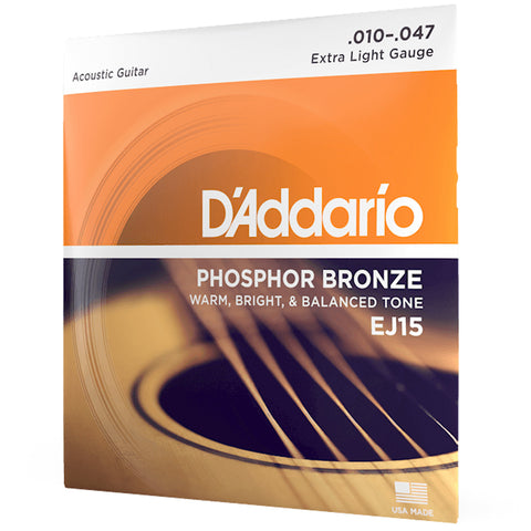 Set De Cuerdas Para Guitarra Acústica D'addario Calibre 10/47 Ej15