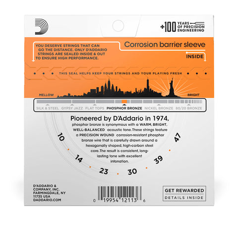 Set De Cuerdas Para Guitarra Acústica D'addario Calibre 10/47 Ej15