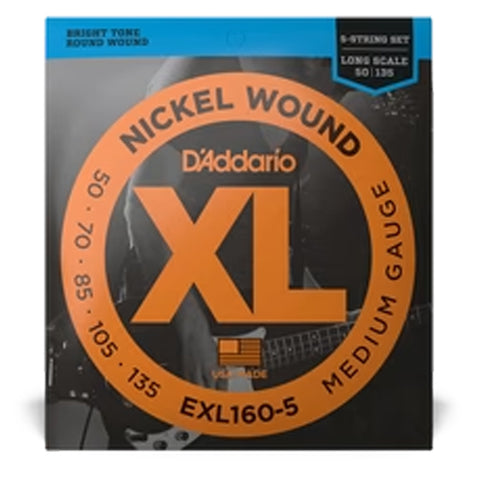 Set De 5 Cuerdas Para Bajo D´Addario S Calibre 50/13 Exl160-5