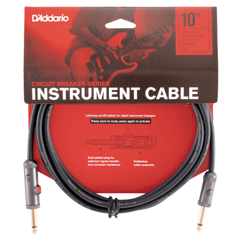 D'ADDARIO 3 METER INSTRUMENT CABLE /LATCHING SWITCH/ PW-AGL-10