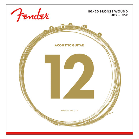 Set De Cuerdas Para Guitarra Acustica Fender En Bronce Calibre 12/52