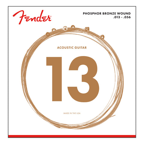 Set De Cuerdas Para Guitarra Acustica Fender En Bronce Y Fosforo Calibre 13/56
