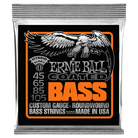 SET OF 4 STRINGS FOR ERNIE BALL SLINKY COATED ELECTRIC BASS 45/10 GAUGE.