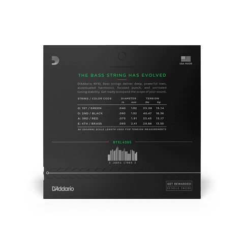Set De 4 Cuerdas Calibre 45-95 Para Bajo D'addario Nyxl4095