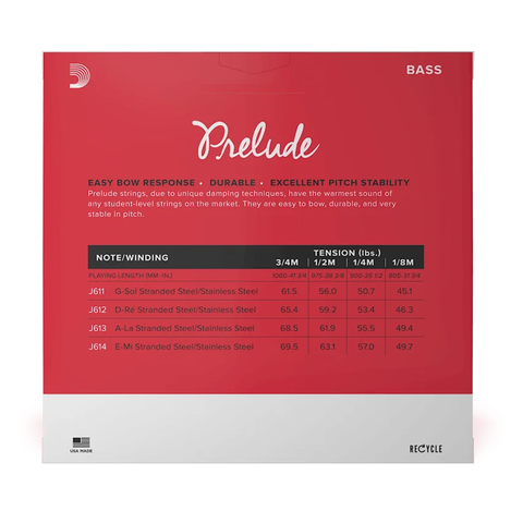 Set De Cuerdas Para Contrabajo 3/4 Prelude Addario Jp610
