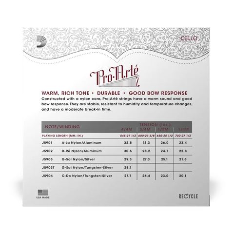 Set De Cuerdas Para Chelo 4/4 Pro-Arté Daddario J59 4/4m