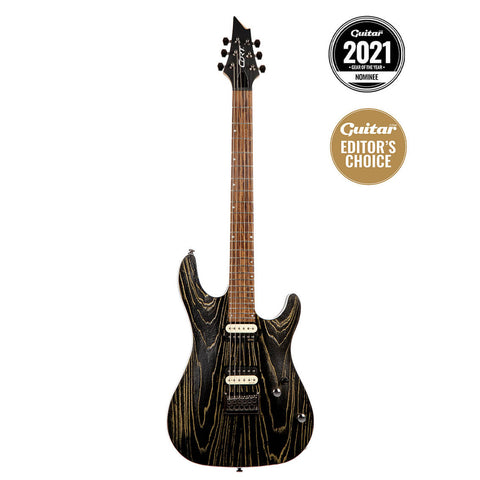 Guitarra Eléctrica Cort Kx300 Etched Negra Líneas Doradas