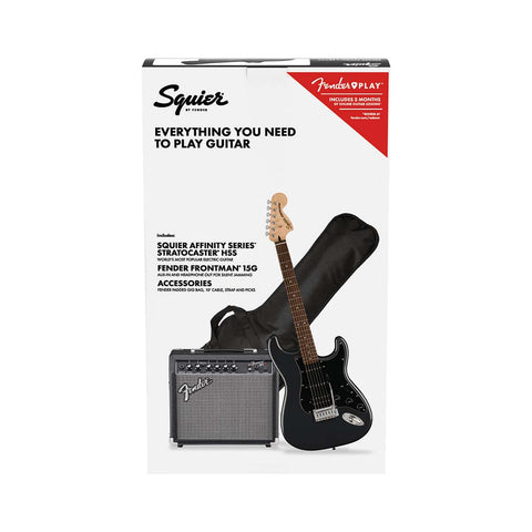 Guitarra Eléctrica Stratocaster En Combo Affinity Hss Charcoal Frost Metallic