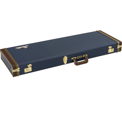 WOODEN CASE FOR FENDER/STRAT/TELE/NAVY BLUE ELECTRIC GUITAR