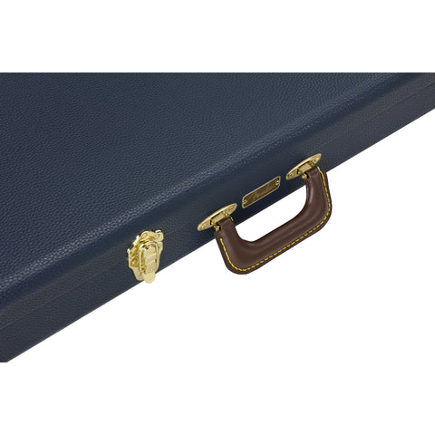 WOODEN CASE FOR FENDER/STRAT/TELE/NAVY BLUE ELECTRIC GUITAR