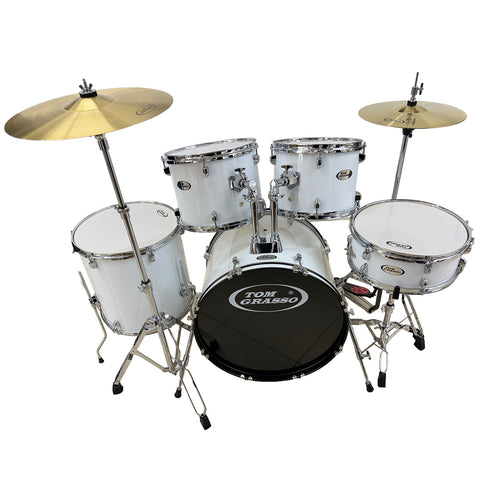 Batería Acústica Completa Blanca JBP0765B 5 Piezas Con Platillos Y Silla