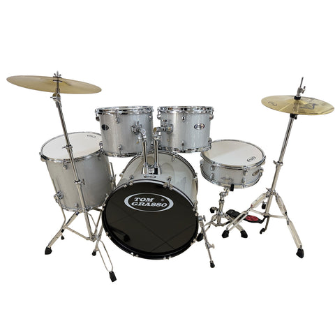Batería Acústica Completa Plateada JBP0765B 5 Piezas Con Platillos Y Silla