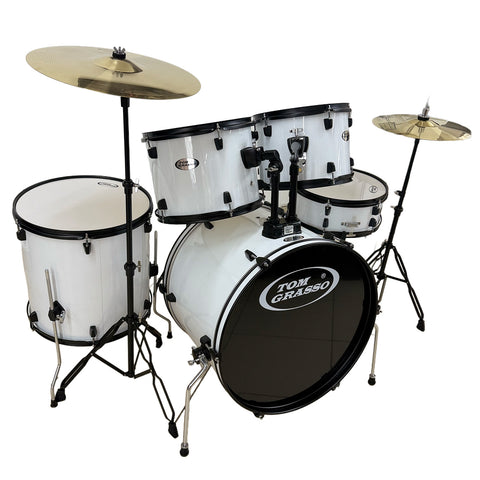 Batería Acústica Completa Blanca JBP0903 5 Piezas Con Platillos Y Banqueta