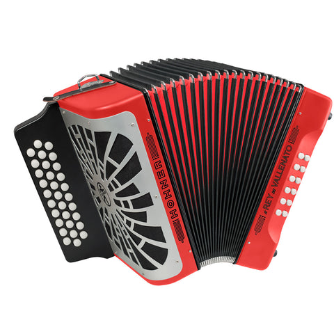 HOHNER REY VALLENATO KISSES RED ACCORDION