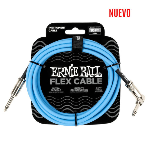 Cable Instrumento Flex Angulo Recto 3m Ernie Ball - Azul P06464