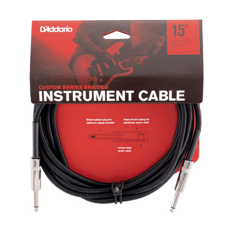 D'ADDARIO INSTRUMENT CABLE 3 METERS PW-BG-15BK BRAIDED