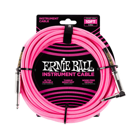 Cable Punta En L Ernie Ball De 3 Metros P06078 Rosado Neon