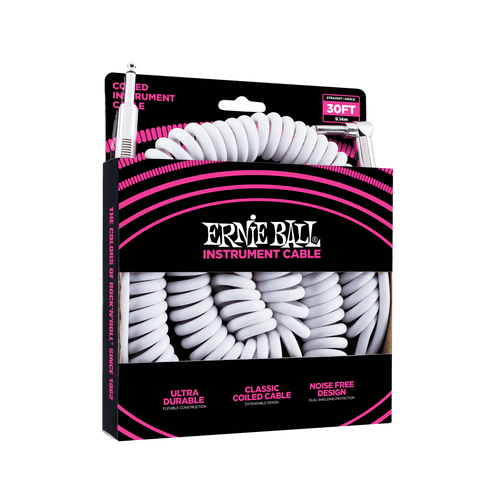 Cable Entorchado Ernie Ball Punta En L De 9 Metros Blanco