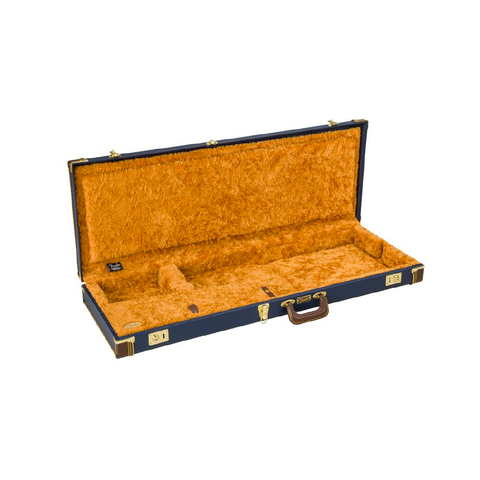 WOODEN CASE FOR FENDER/STRAT/TELE/NAVY BLUE ELECTRIC GUITAR