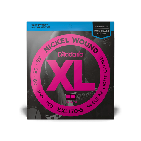 Set De 5 Cuerdas Para Bajo D'addario Calibre 45/130 Exl170-5