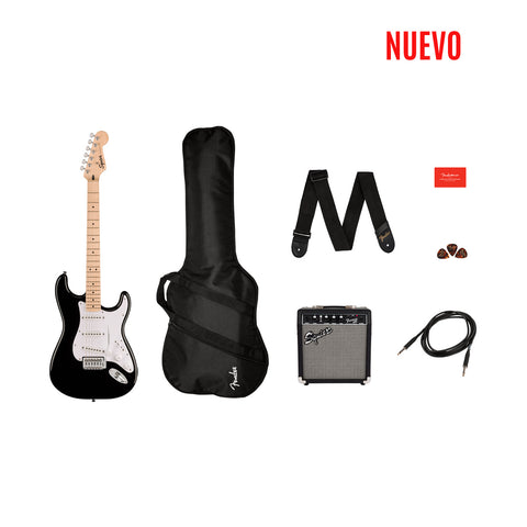 Guitarra Eléctrica En Combo Stratocarter Sonic Negra