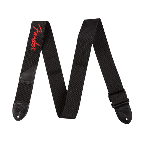 Correa Para Guitarra Fender Black Polyester Logo Rojo