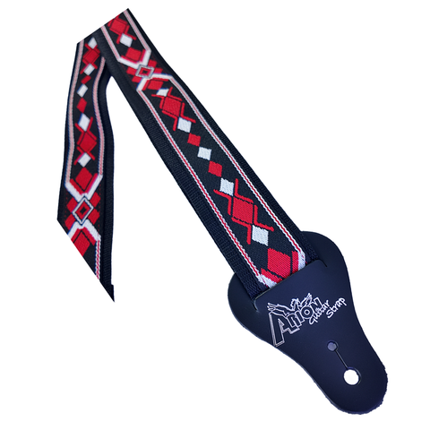 Correa Multicolor Negra Rombos Rojos Y Blancos