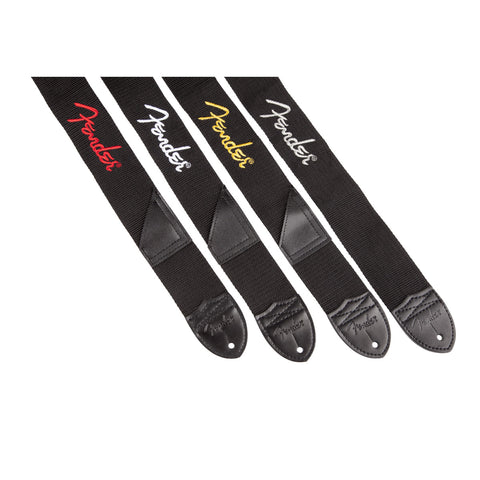 Correa Para Guitarra Fender Black Polyester Logo Rojo