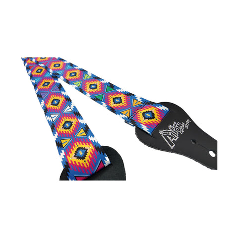 Correa Para Guitarra Multicolor Rombo Azul
