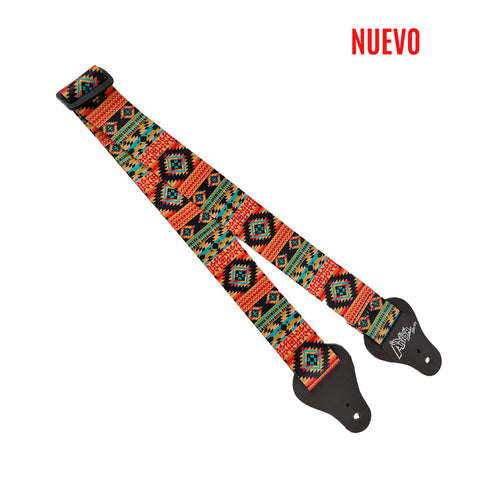 Correa Para Guitarra Multicolor Rombo Naranja