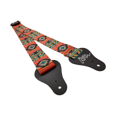 Correa Para Guitarra Multicolor Rombo Naranja