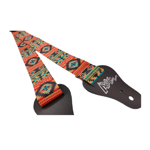 Correa Para Guitarra Multicolor Rombo Naranja