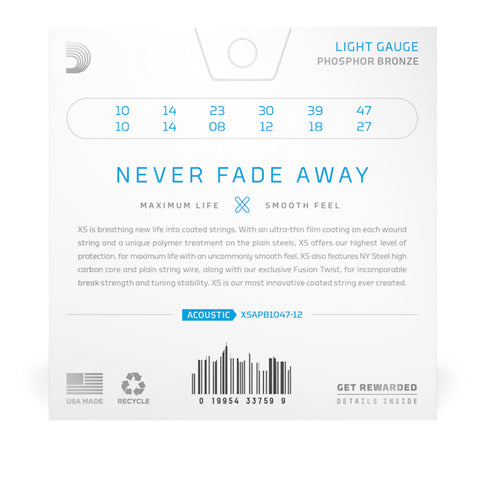 Set De Cuerdas Para Guitarra Acústica de 12 Cuerdas D'addario Calibre 10-47