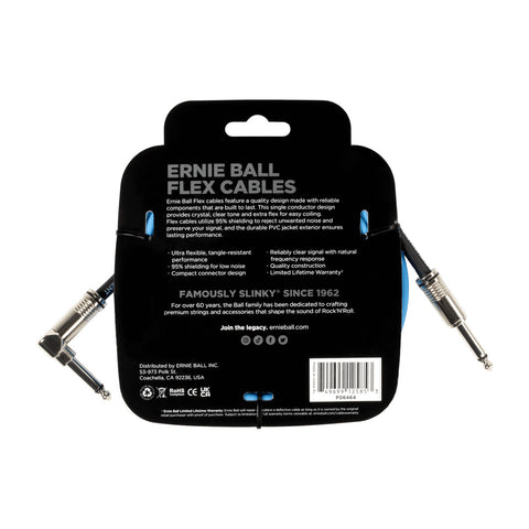 Cable Instrumento Flex Angulo Recto 3m Ernie Ball - Azul P06464