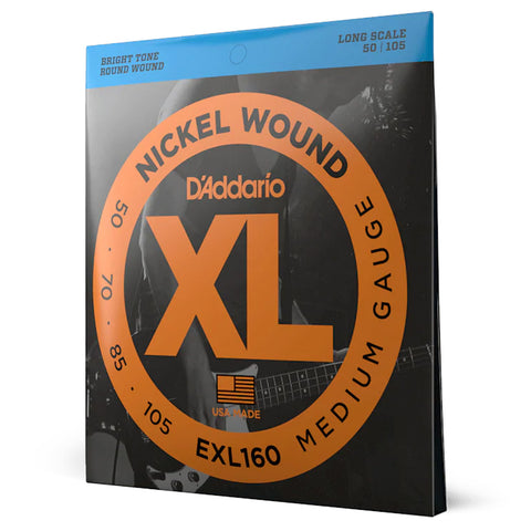Set De 4 Cuerdas Para Bajo D’Addario Calibre 50/105 Exl160