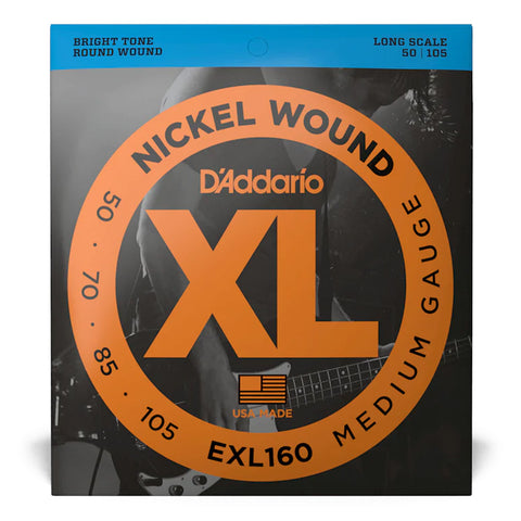 Set De 4 Cuerdas Para Bajo D’Addario Calibre 50/105 Exl160