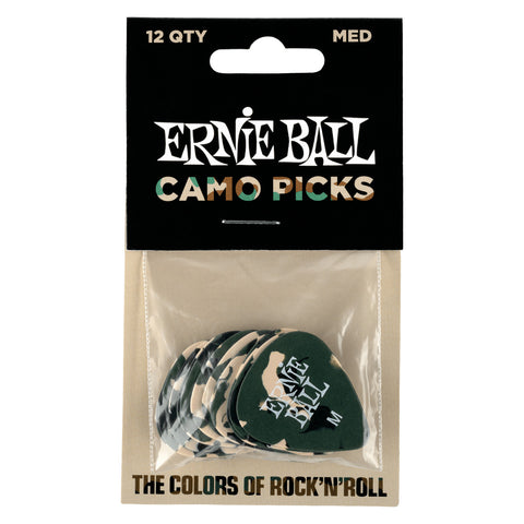 Picks Medios Celuloide Por 12 Uni Ernie Ball P09222 Camuflado