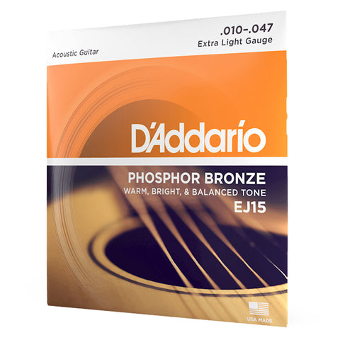 D'ADDARIO ACOUSTIC GUITAR STRING SET CALIBER 10/47 EJ15