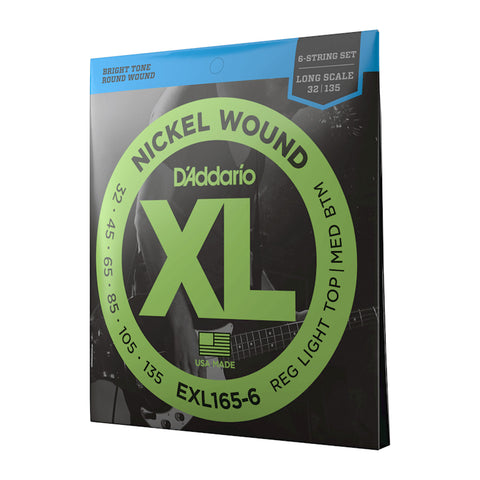 SET OF 6 D´ADDARIO BASS STRINGS CALIBER 32/135 EXL165-6