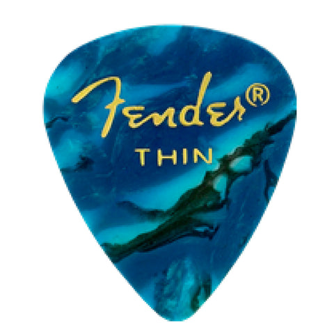 FENDER PICKS IN THIN CELLULOID 12 UND TURQUOISE BLUE 