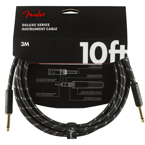 Cable Deluxe Fender De 3 Metros Negro Trenzado