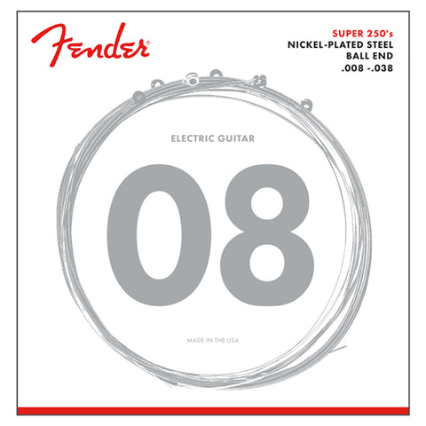SET OF STRINGS FOR FENDER GAUGE 8/38 ELECTRIC GUITAR.