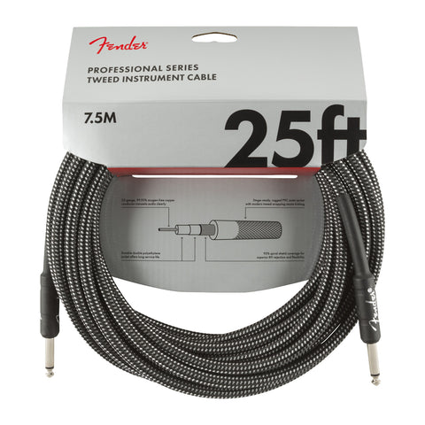 FENDER PROFESSIONAL SERIES 7.5 METER GRAY BRAIDED CABLE