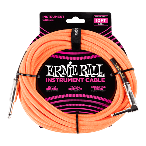 Cable Punta En L Ernie Ball De 3 Metros P06079 Naranja Neon