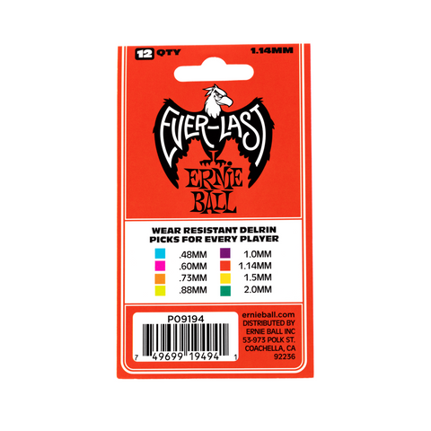 PICKS ERNIE BALL EVRLST CALIBRE 1,14 MM ROJO P09194 12 UNIDADES